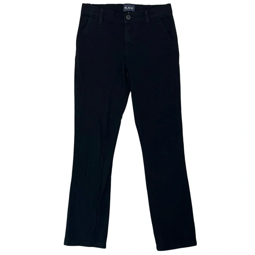Childrens Place Girls 10 Black Pants Chino Adjustable Waist